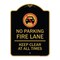 Signmission Fire Lane Keep Clear All Times W/ Graphic, Black & Gold Aluminum Sign, 18" x 24", BG-1824-23984 A-DES-BG-1824-23984 - alternate 1